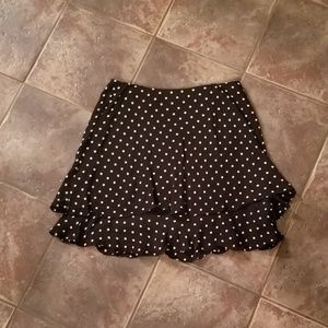 Polka dot ruffle skirt.
